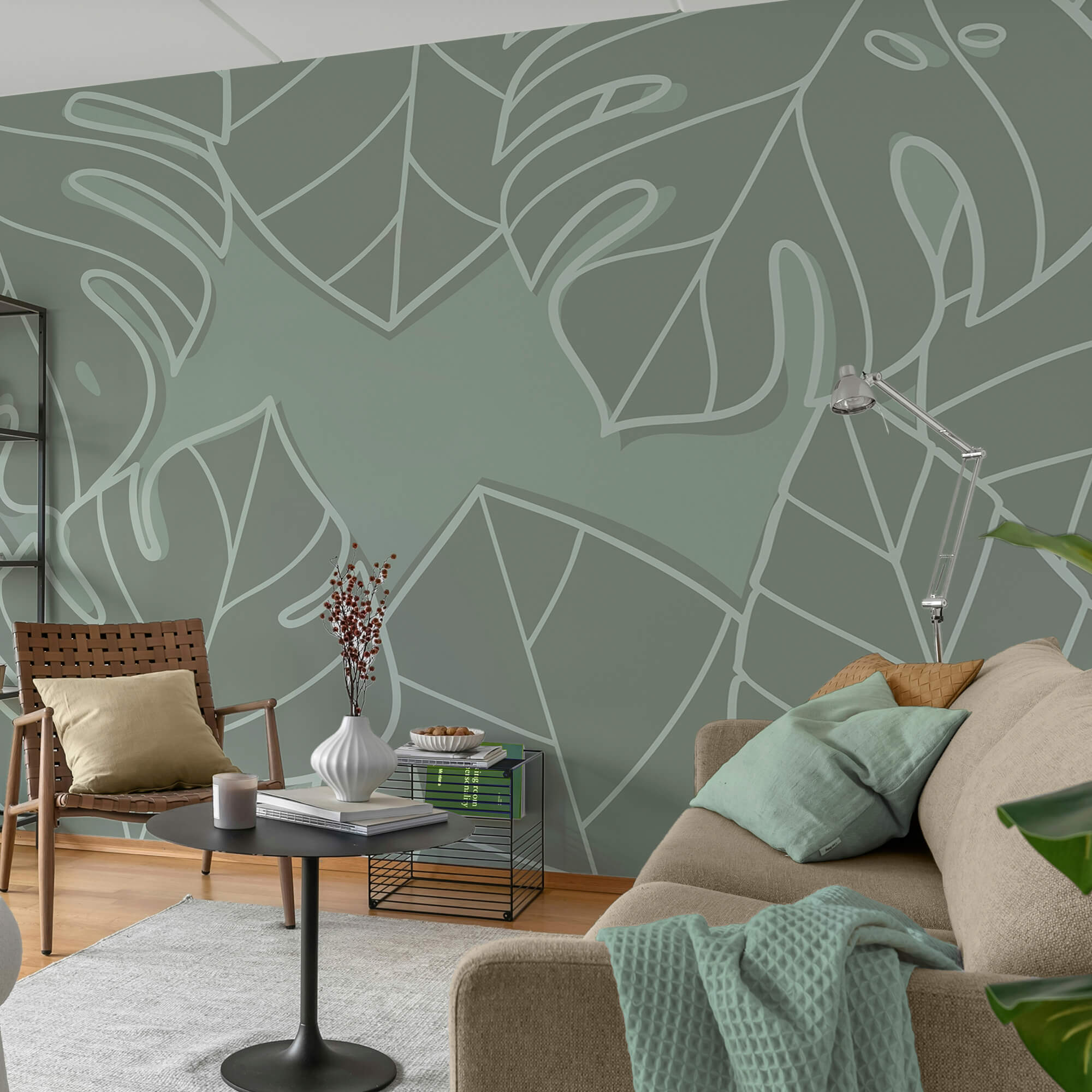 Grupo de hojas sobre fondo gris Grupo de hojas sobre fondo gris