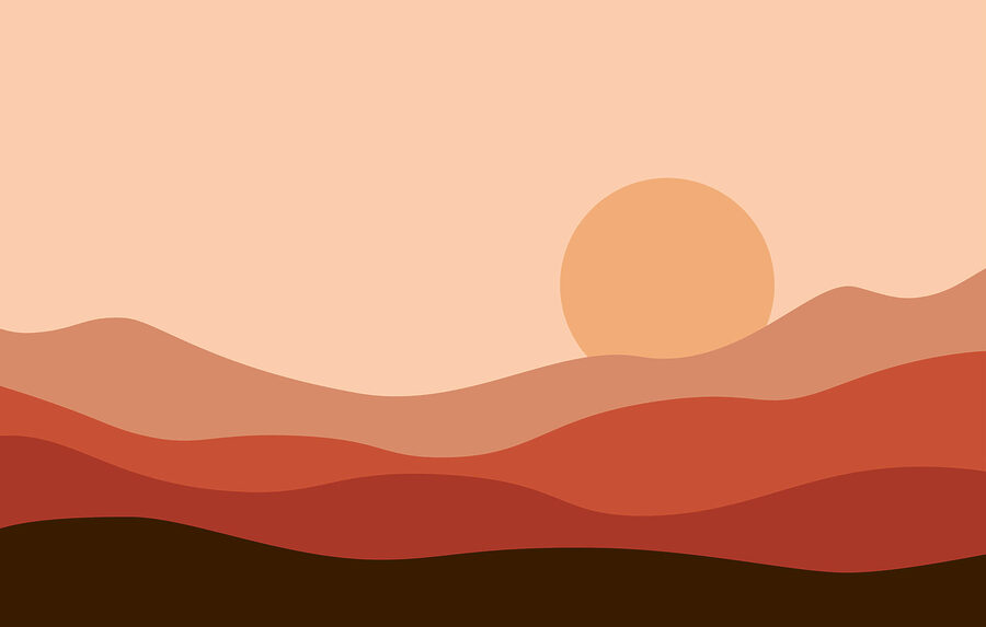 Puesta de sol sobre un desierto