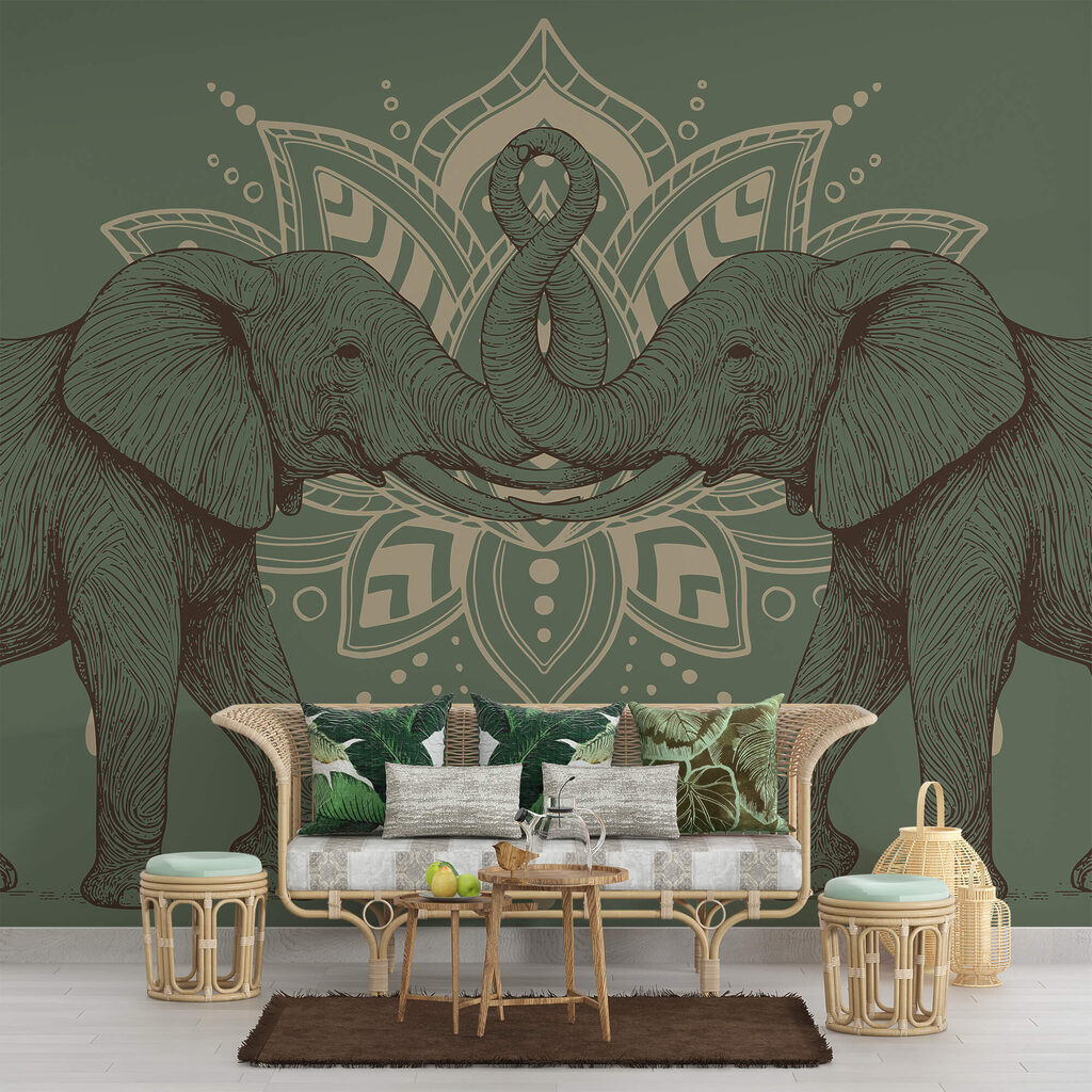 Dos elefantes con sus trompas tocándose