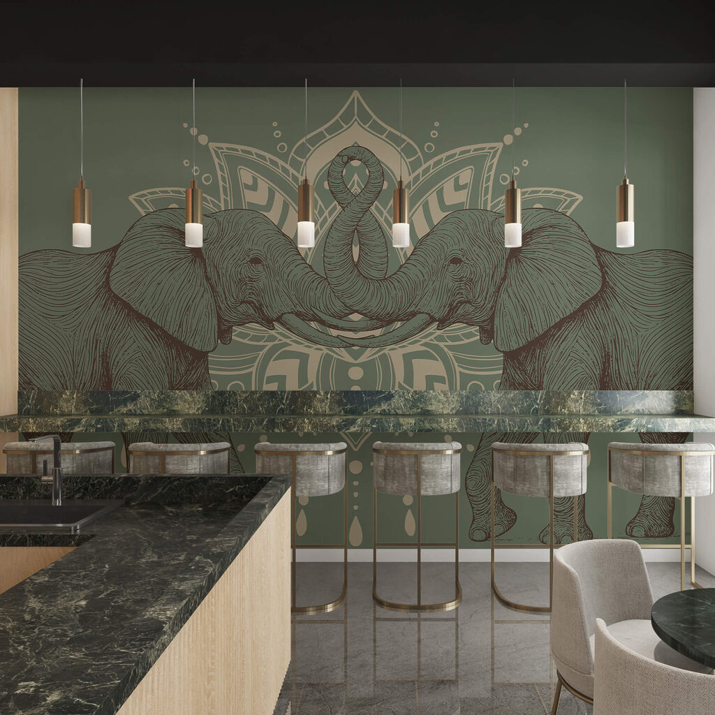 Dos elefantes con sus trompas tocándose