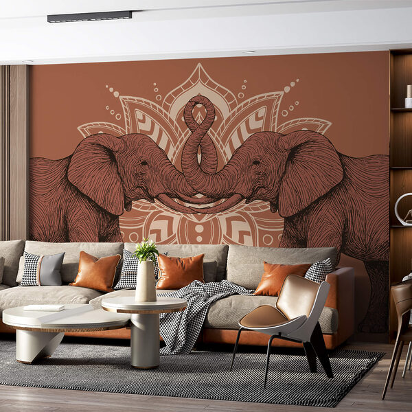 Fotomurales Fotomurales Dos elefantes con sus trompas tocándose (SKU: t00079v2)