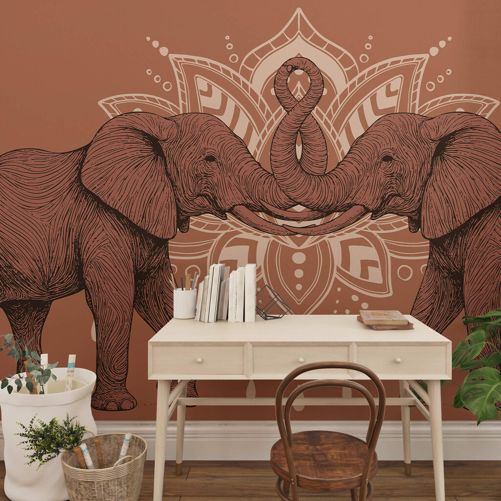 Dos elefantes con sus trompas tocándose