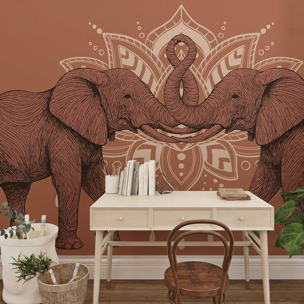 Dos elefantes con sus trompas tocándose