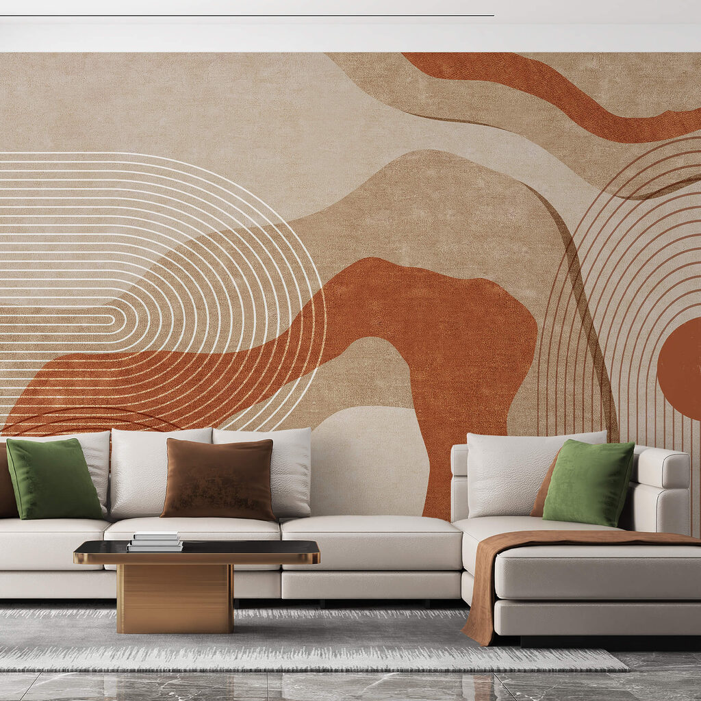 Arte abstracto en marrón y blanco