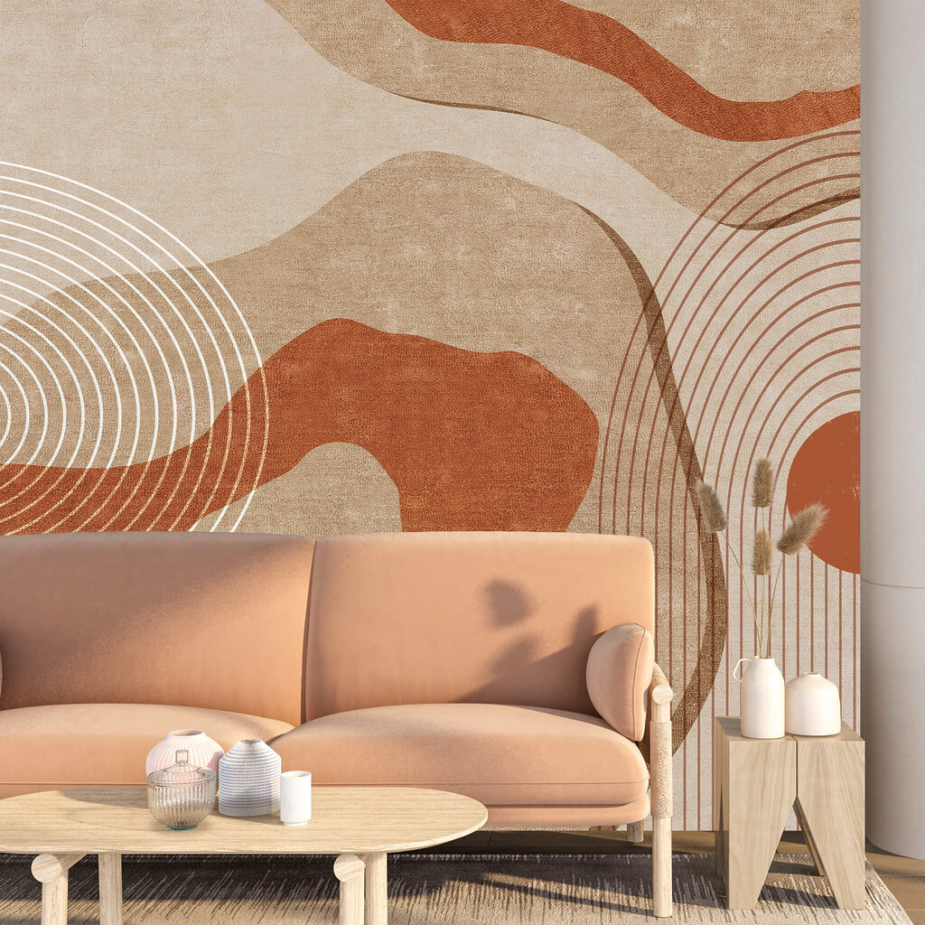 Arte abstracto en marrón y blanco