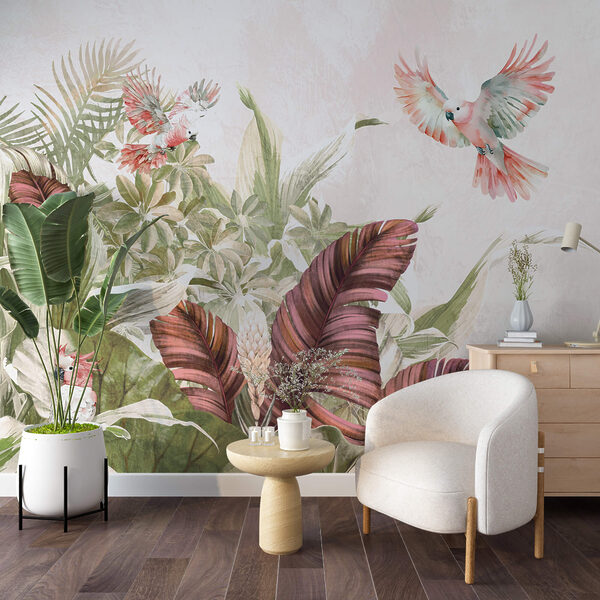Pintura de pájaros volando sobre una planta Pintura de pájaros volando sobre una planta
