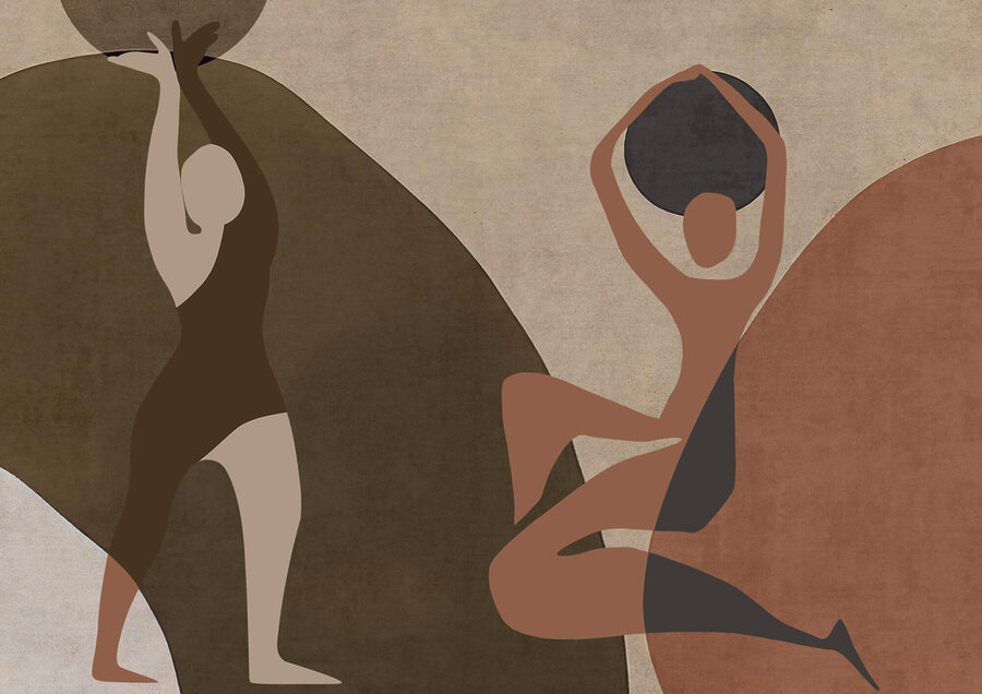 Pintura de una pareja de mujeres