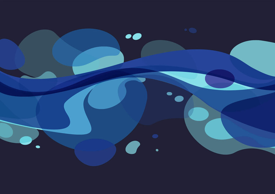 Diseño arremolinado en azul y blanco