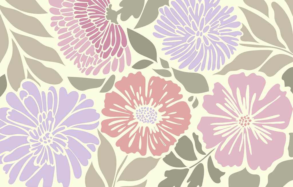 Colorido motivo floral con hojas Colorido motivo floral con hojas