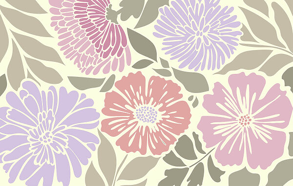 Colorido motivo floral con hojas Colorido motivo floral con hojas