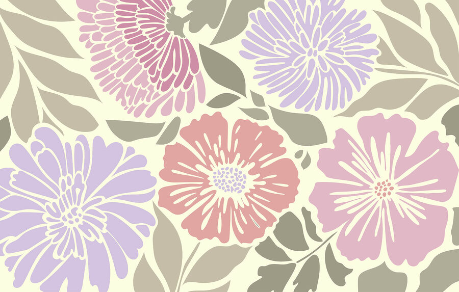 Colorido motivo floral con hojas