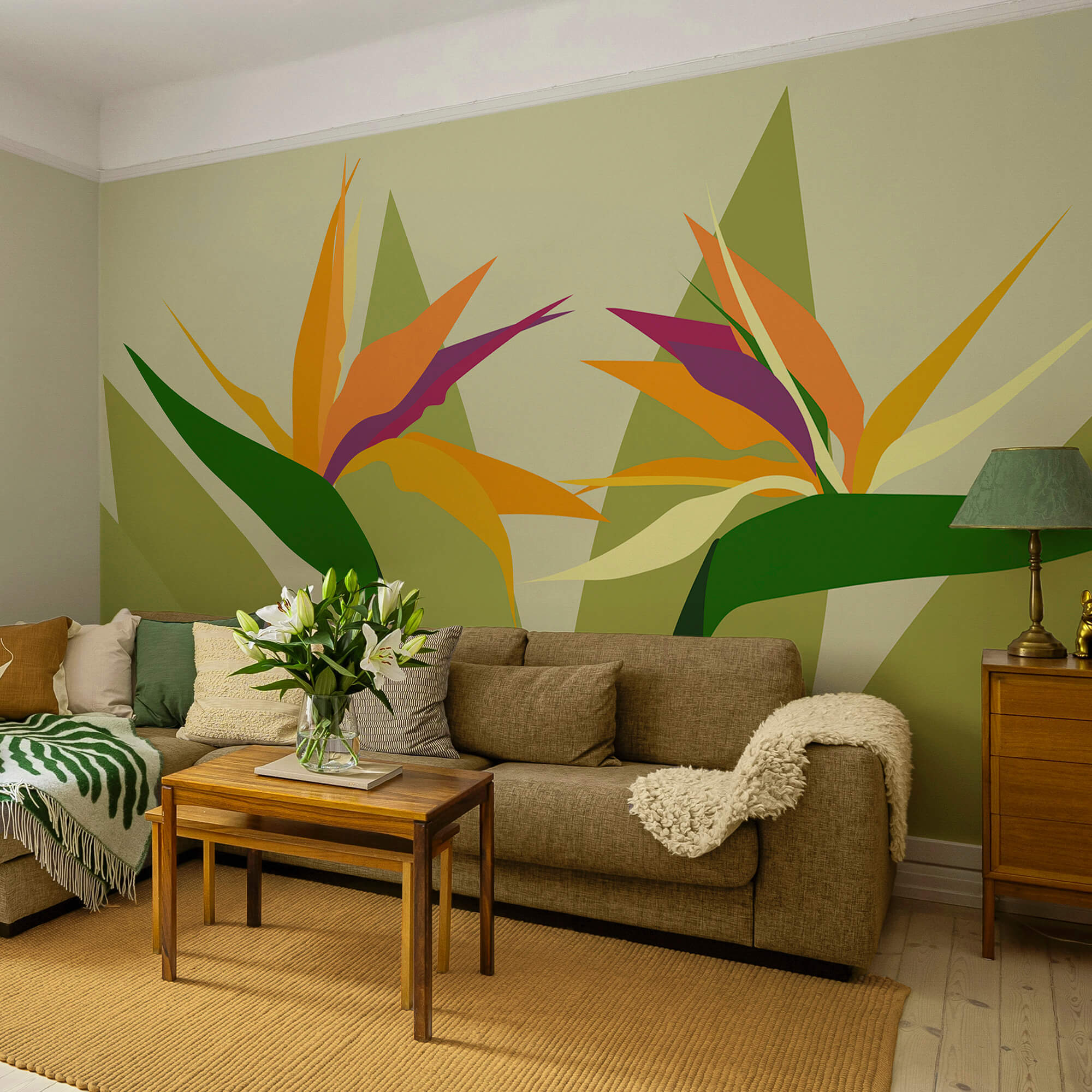 Flores de colores sobre tallos verdes Flores de colores sobre tallos verdes