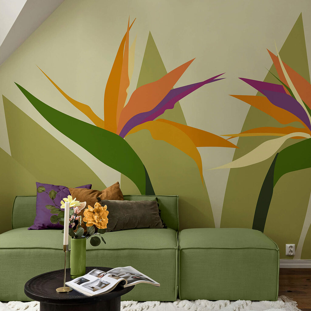 Flores de colores sobre tallos verdes Flores de colores sobre tallos verdes