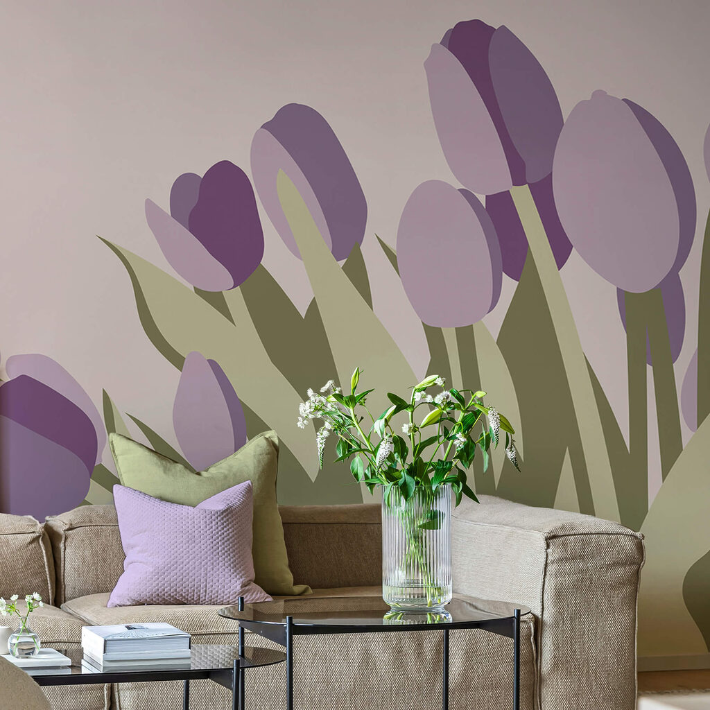 Manojo de tulipanes morados