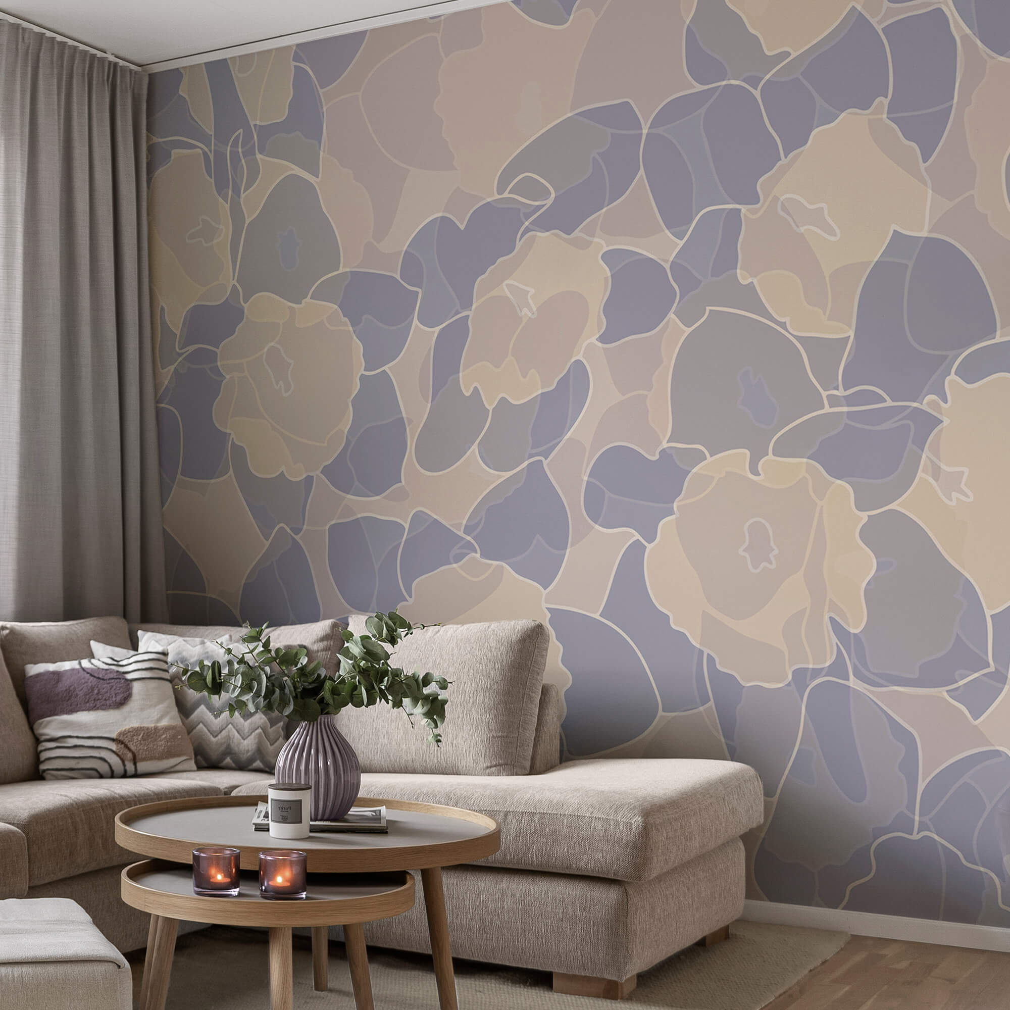 Patrón de flores y hojas