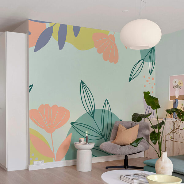 Fotomurales Fotomurales Colorido motivo floral con hojas (SKU: t00118)