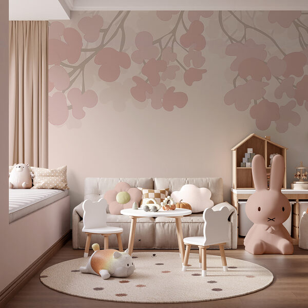 Fotomurales Fotomurales Flores rosas sobre fondo blanco (SKU: t00134)