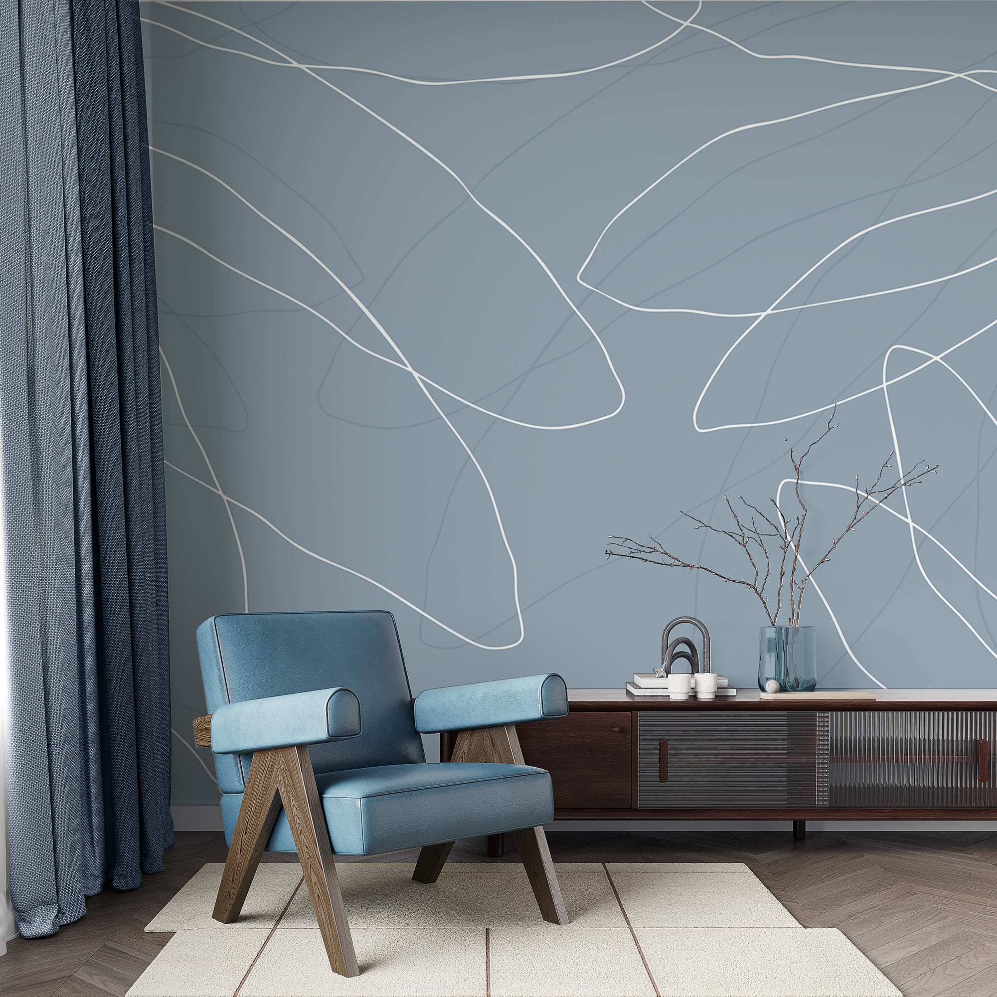 Fondo azul con líneas blancas