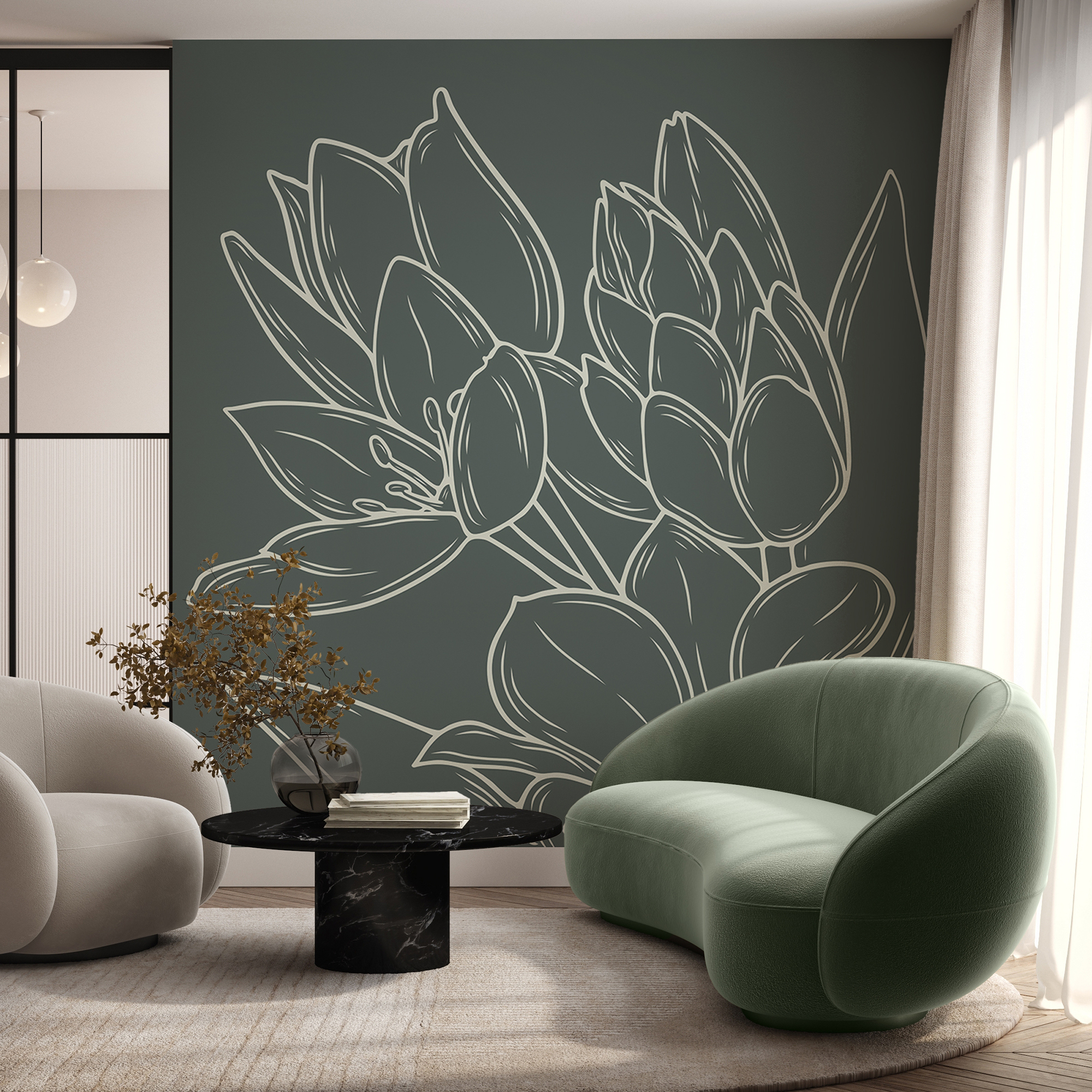 Dibujo de flores en una planta