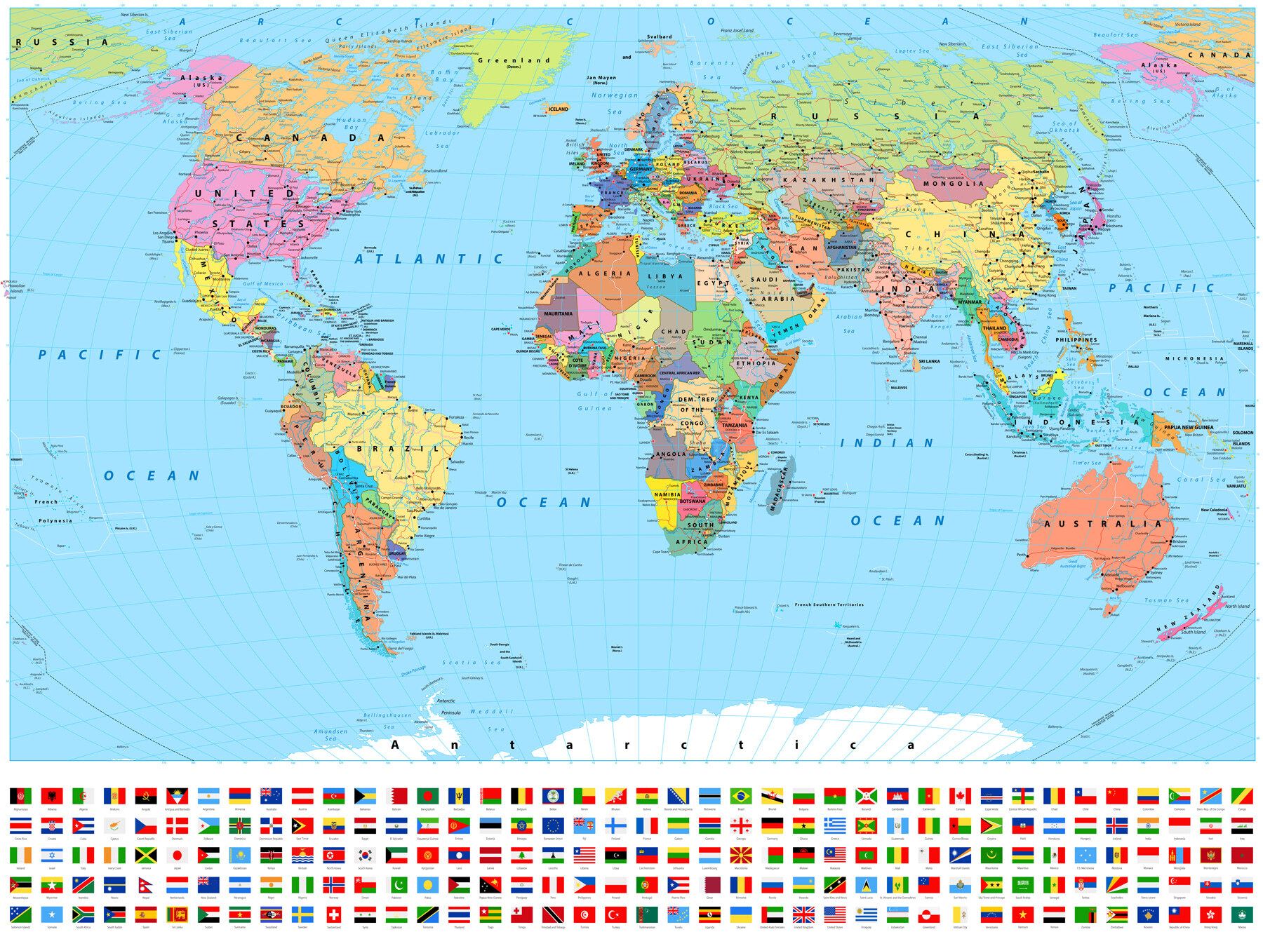 Mapa del mundo con diferentes banderas u60137p - Mapa del mundo con diferentes banderas