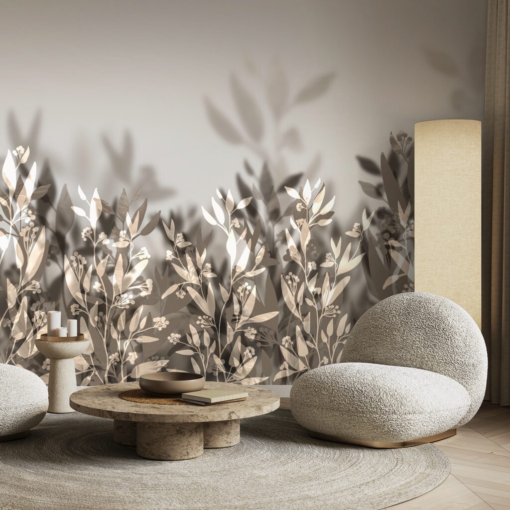 Hojas delicadas en sombras suaves