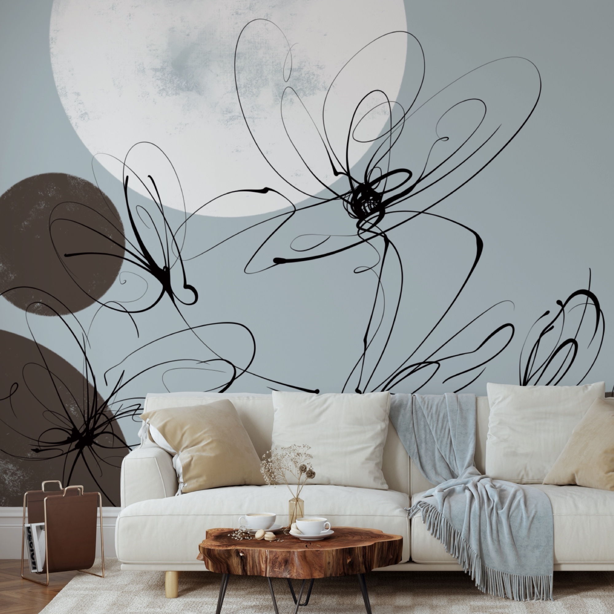 Dibujo de flores y círculos