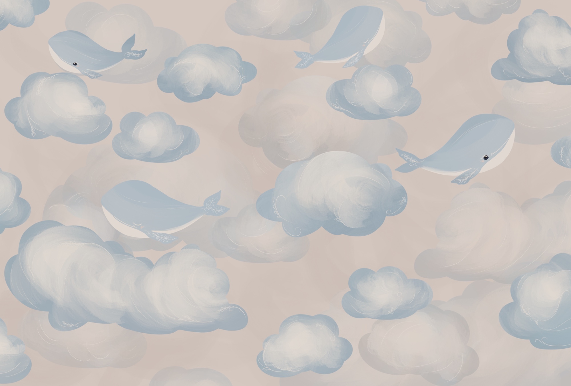 Nubes azules y blancas y ballenas t00148p - Nubes azules y blancas y ballenas