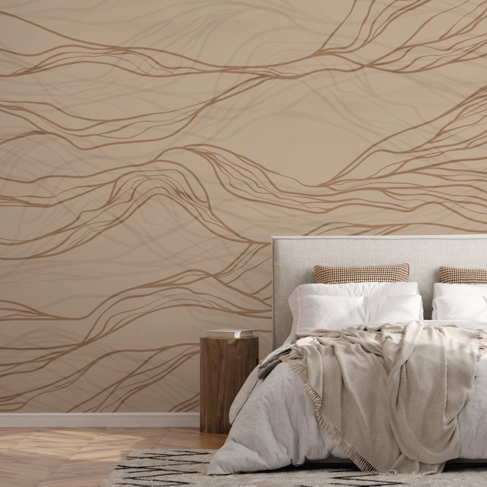 Líneas marrones sobre fondo beige Líneas marrones sobre fondo beige