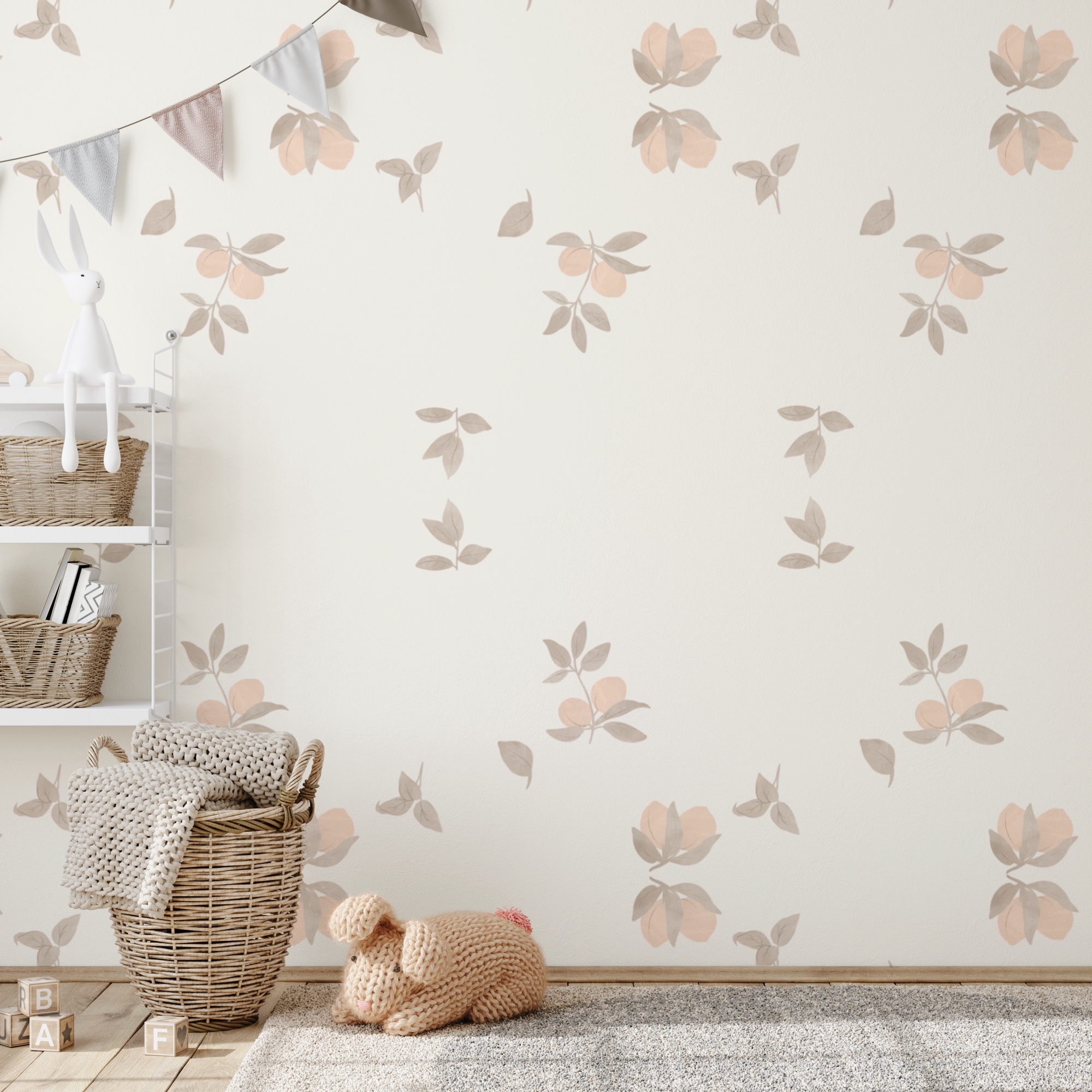 Patrón de hojas y flores