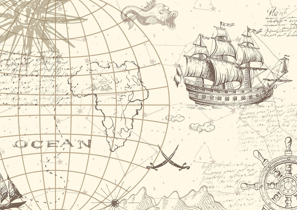 Mapa del mundo y un barco t00178p 1024x724 - Mapa del mundo y un barco