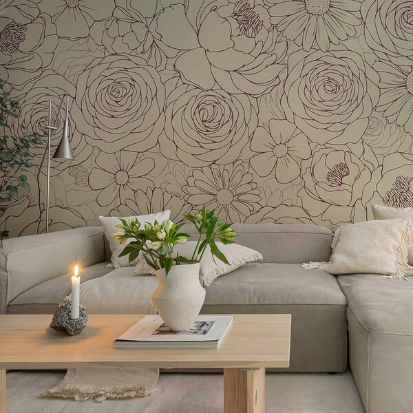 Murales Motivos florales en tonos suaves Murales Motivos florales en tonos suaves