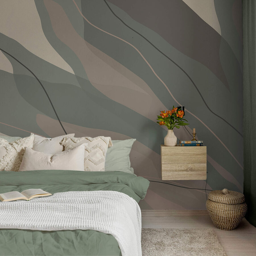 Murales Formas fluidas en tonos suaves.