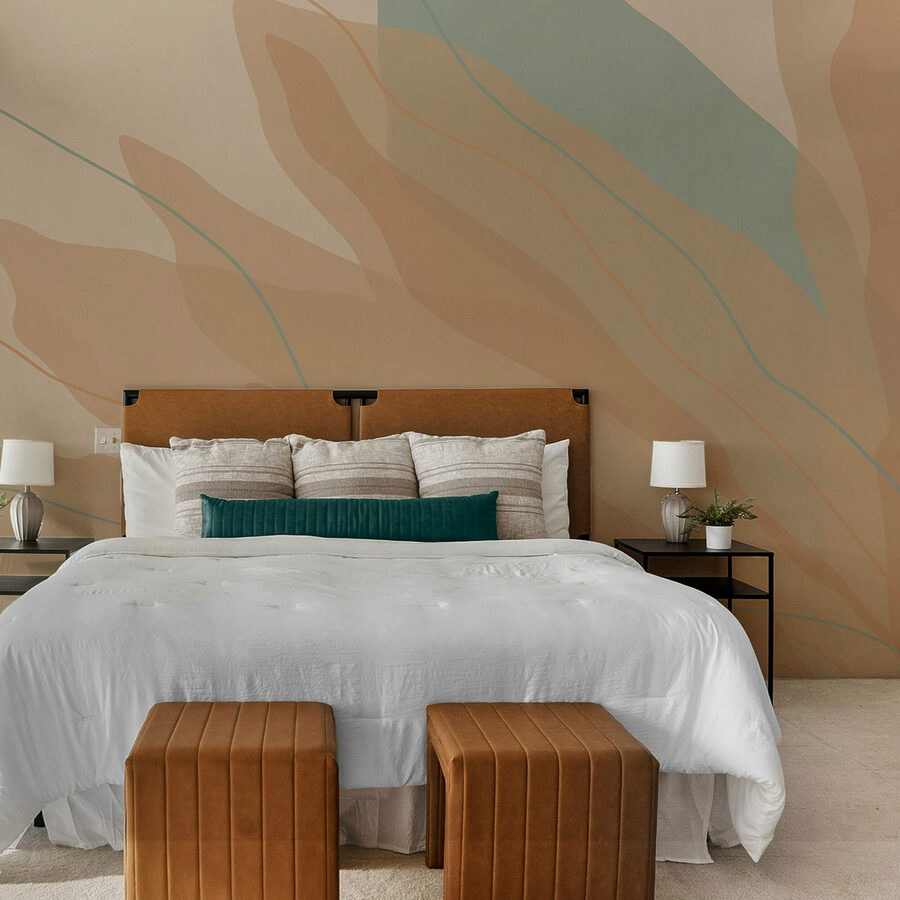 Murales Formas fluidas en tonos cálidos