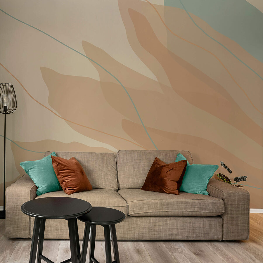 Murales Formas fluidas en tonos cálidos