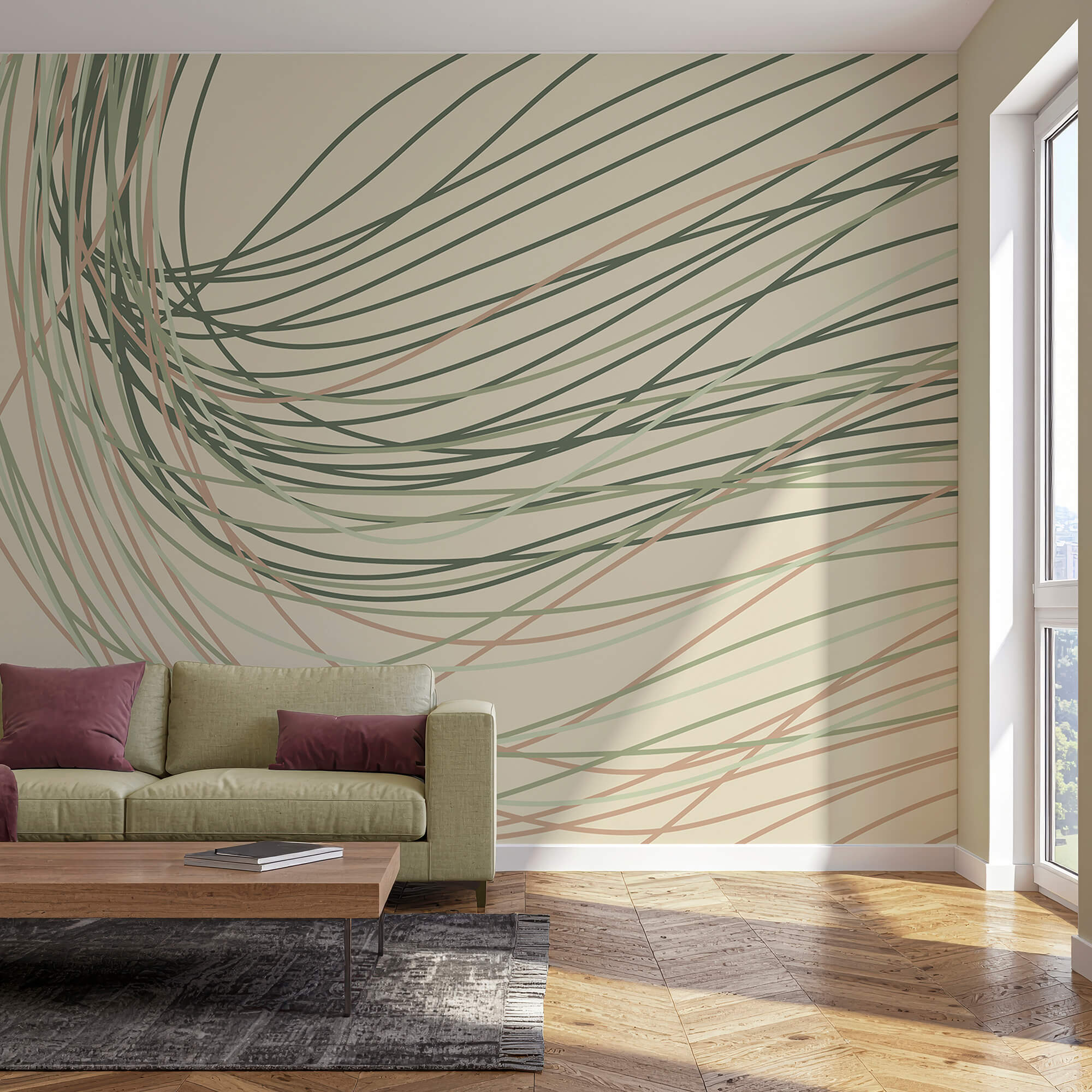 Líneas fluidas en suaves tonos pastel