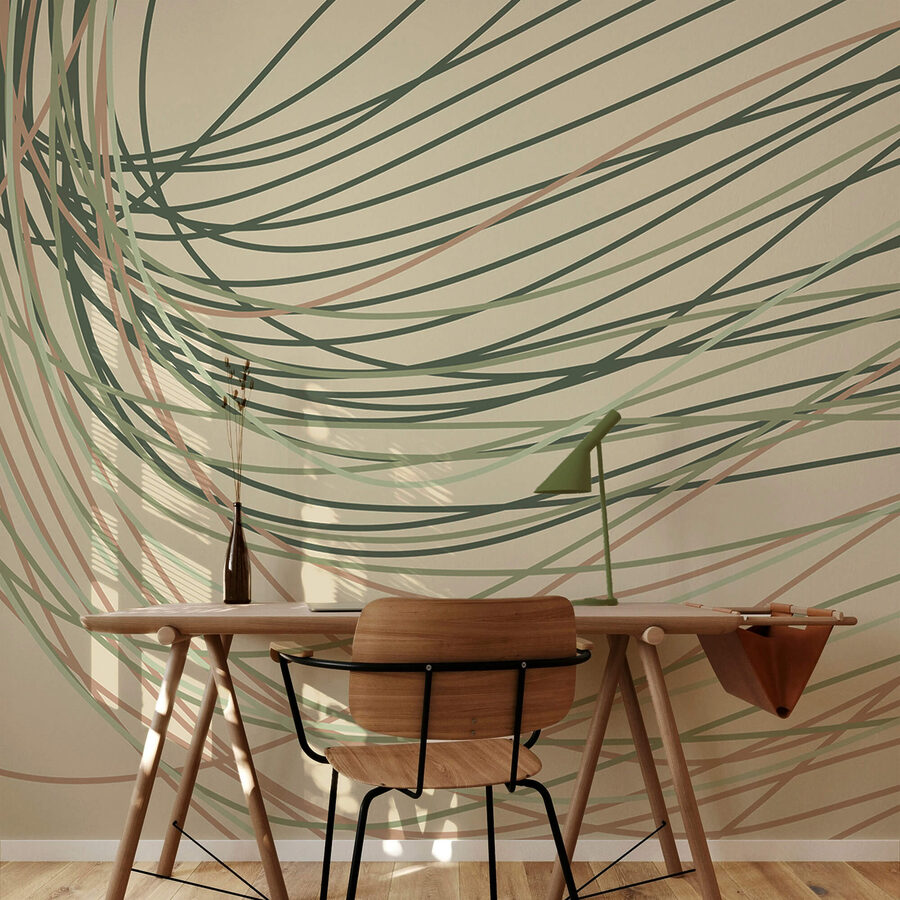Murales Líneas fluidas en suaves tonos pastel
