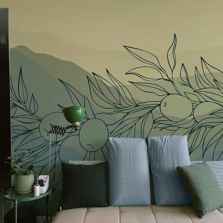 Murales Dibujo de una rama con frutos