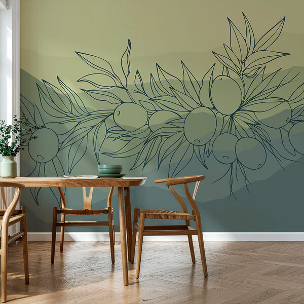 Murales Dibujo de una rama con frutos Murales Dibujo de una rama con frutos