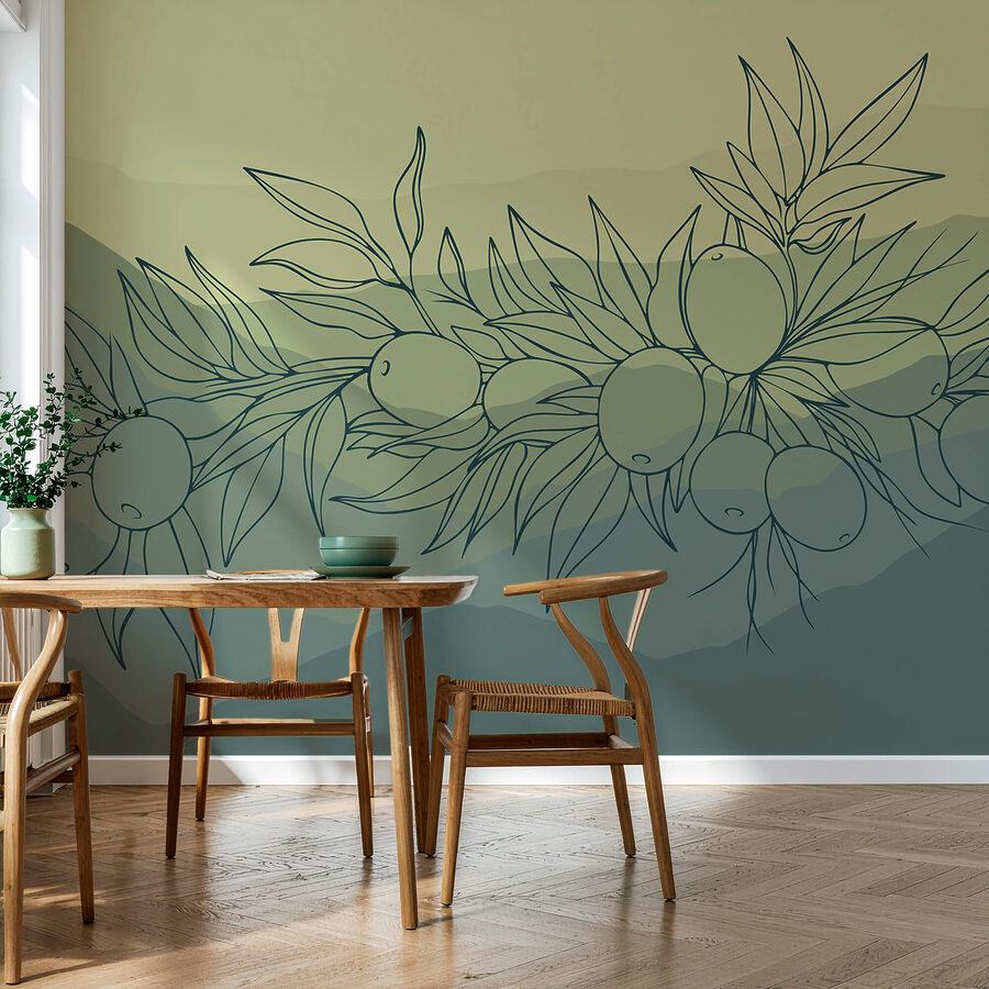 Murales Dibujo de una rama con frutos