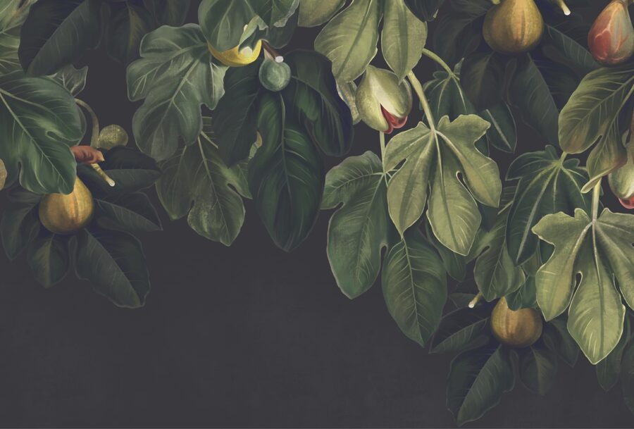 Follaje exuberante con un vibrante despliegue de frutos