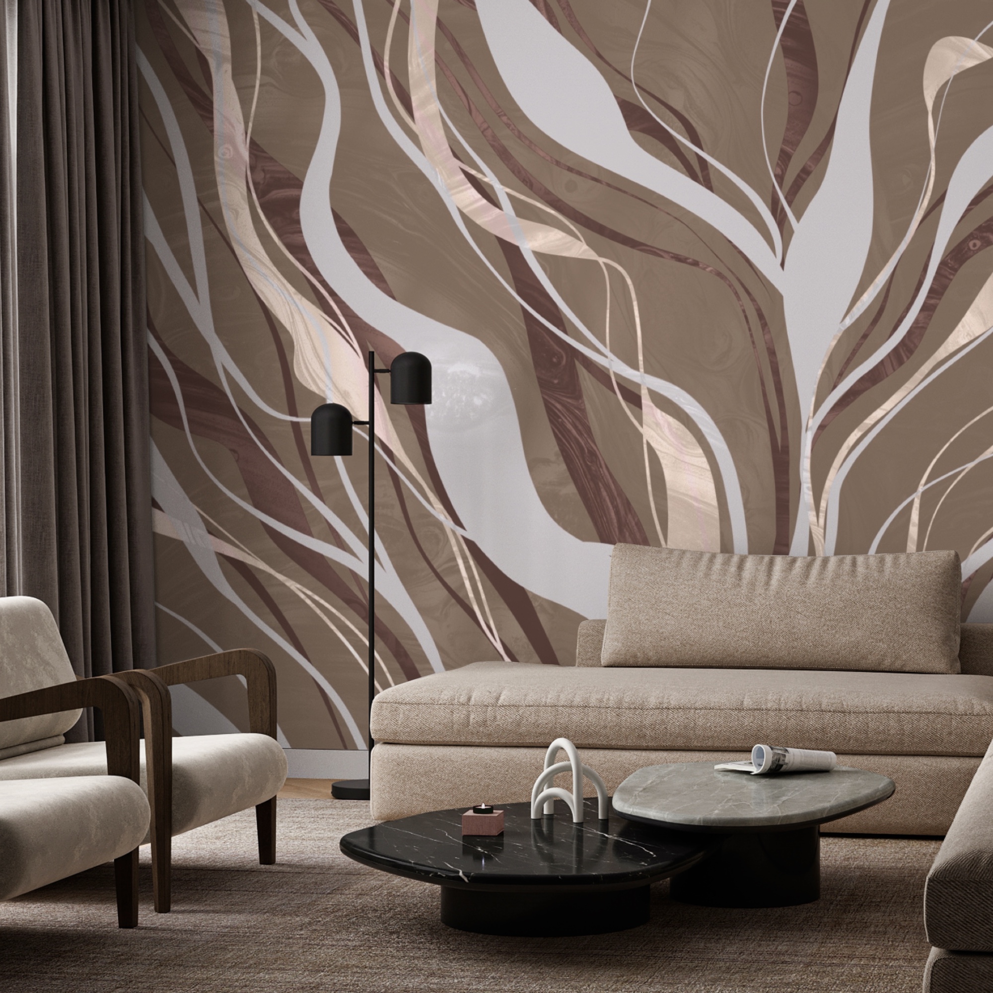 Remolinos marrones y blancos