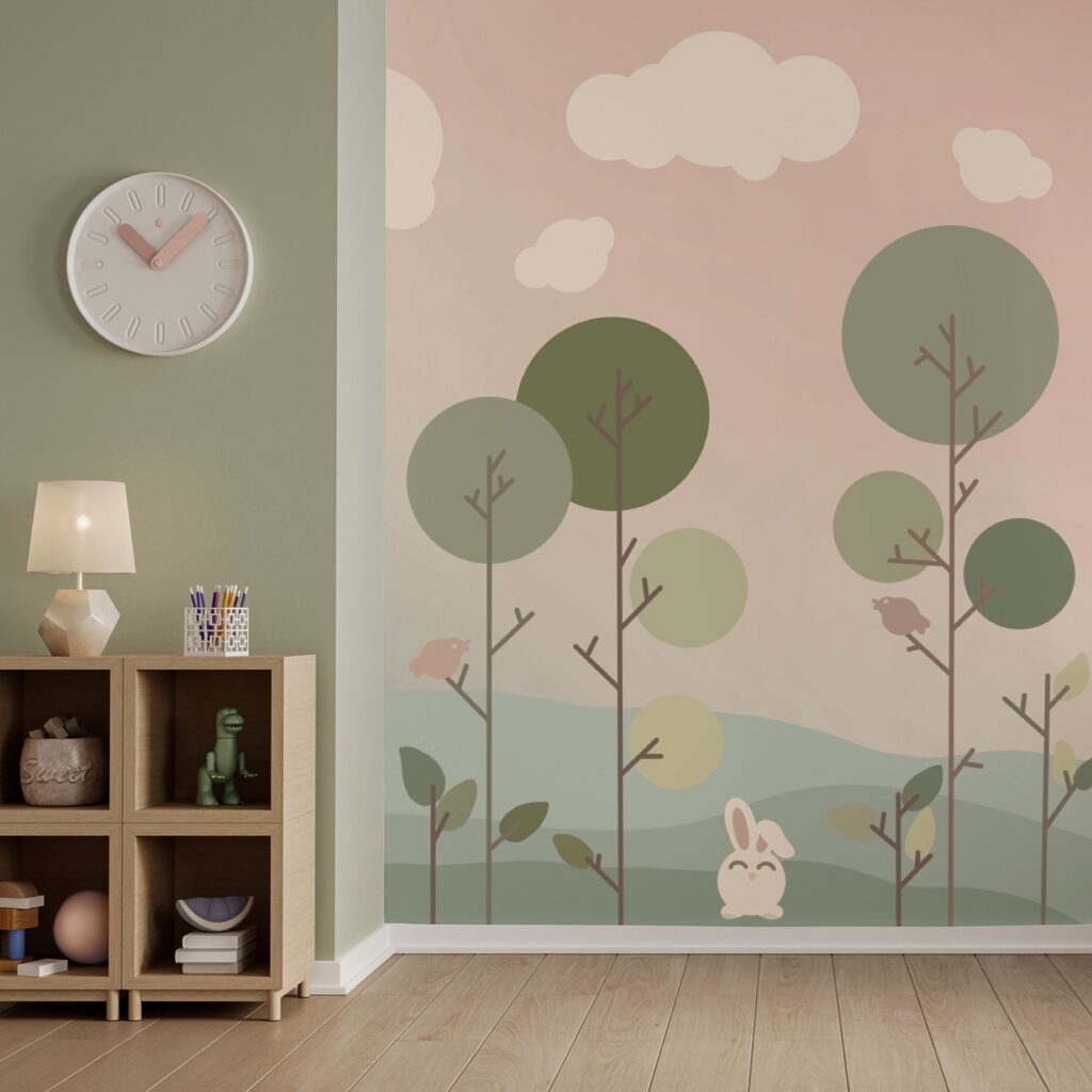 Grupo de conejos y árboles Grupo de conejos y árboles