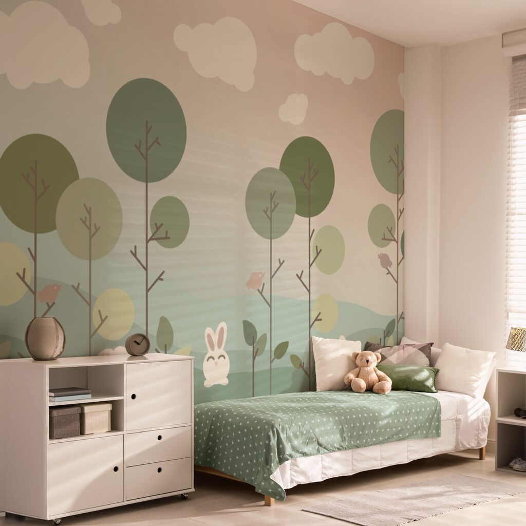 Grupo de conejos y árboles Grupo de conejos y árboles