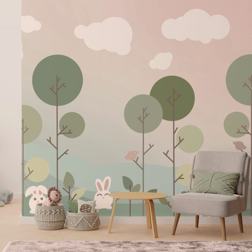 Grupo de conejos y árboles Grupo de conejos y árboles