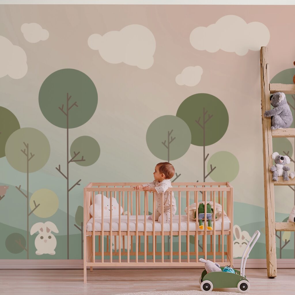 Grupo de conejos y árboles Grupo de conejos y árboles