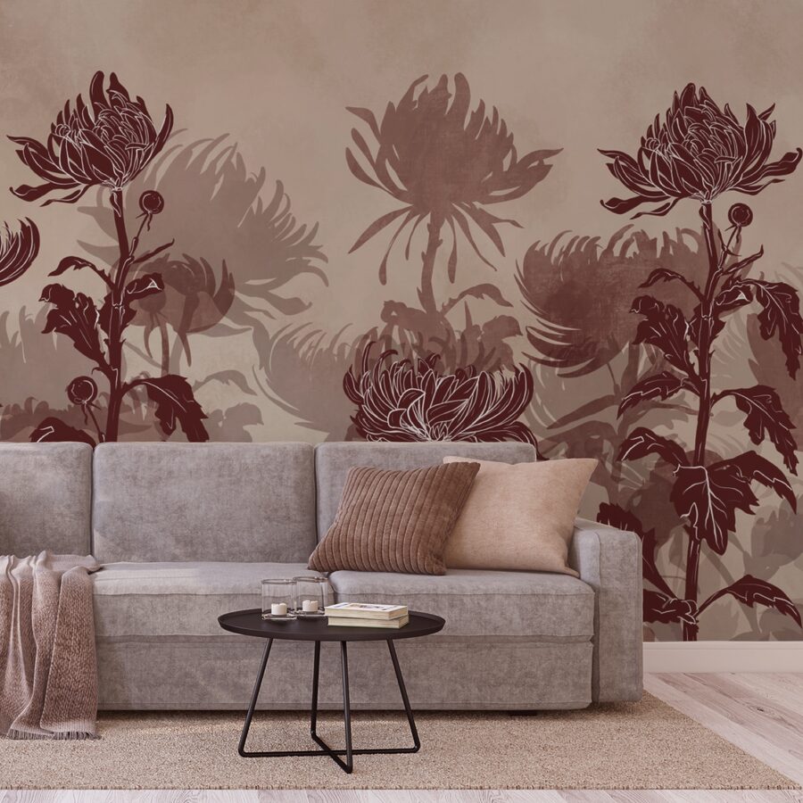 Dibujo de flores y hojas