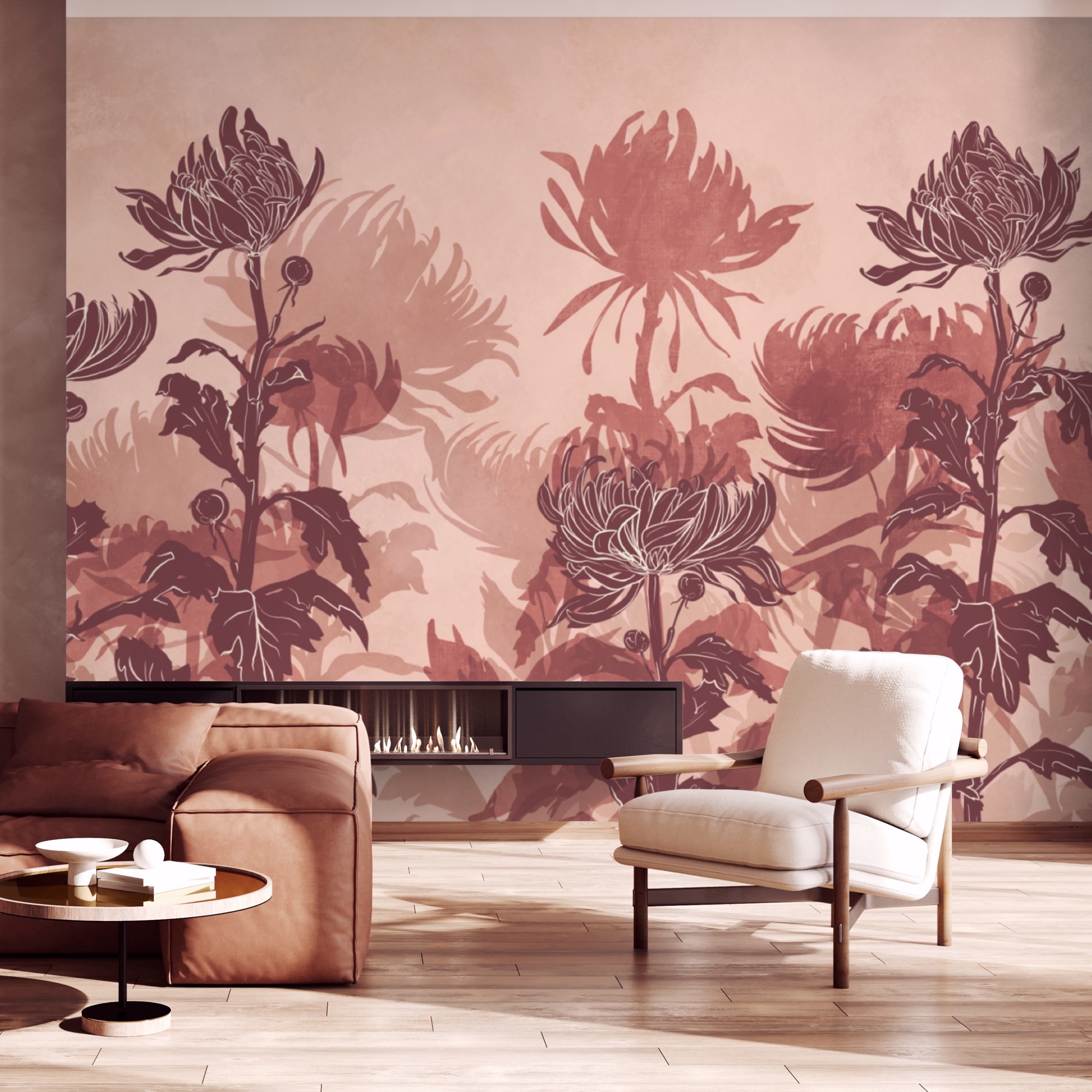 Dibujo de flores y hojas