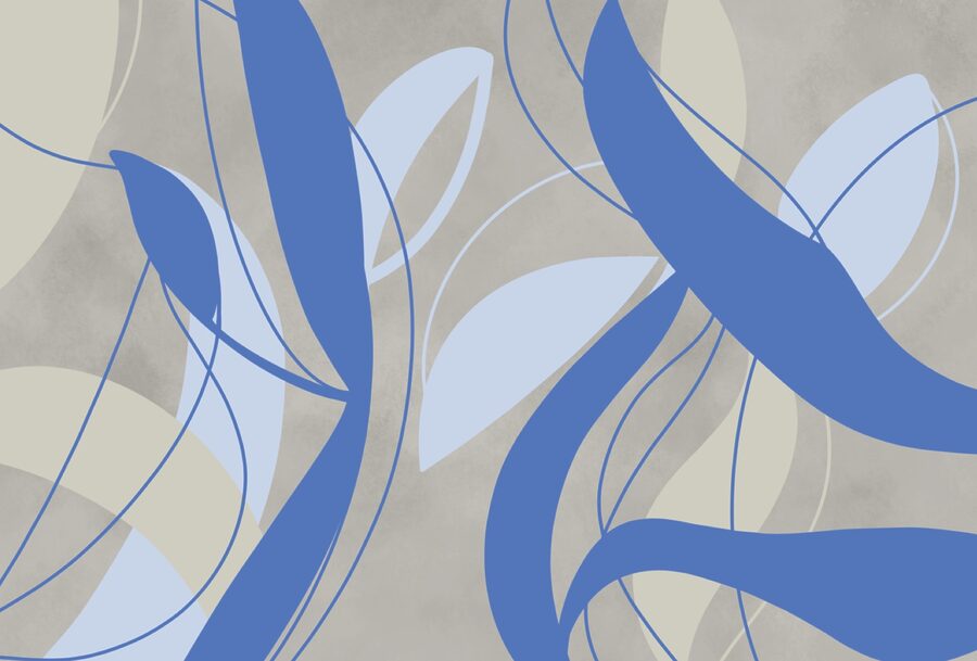 Remolinos azules y blancos sobre fondo gris