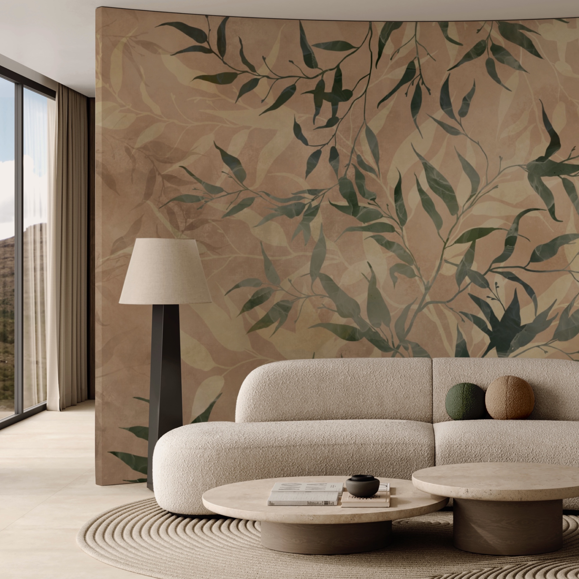 Follaje natural sobre fondo texturizado