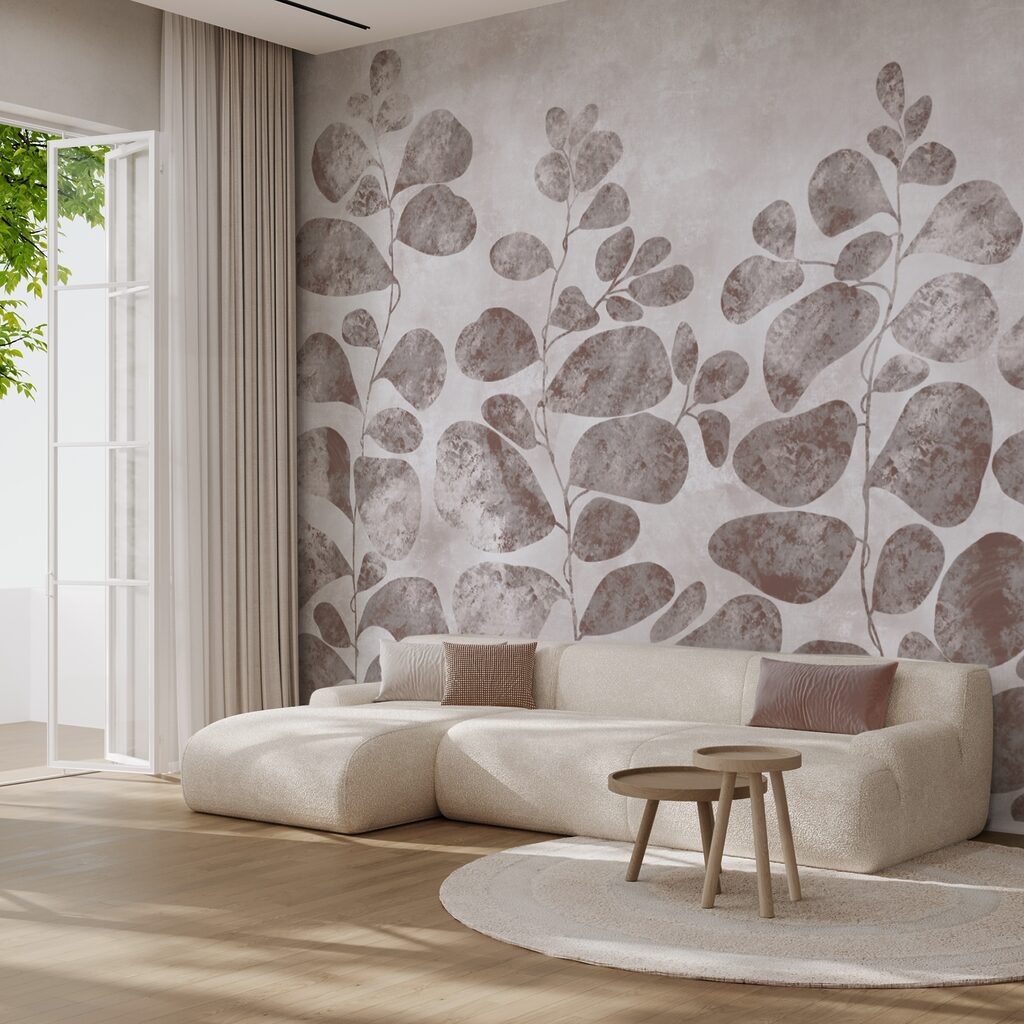 Suaves hojas sobre un fondo apagado